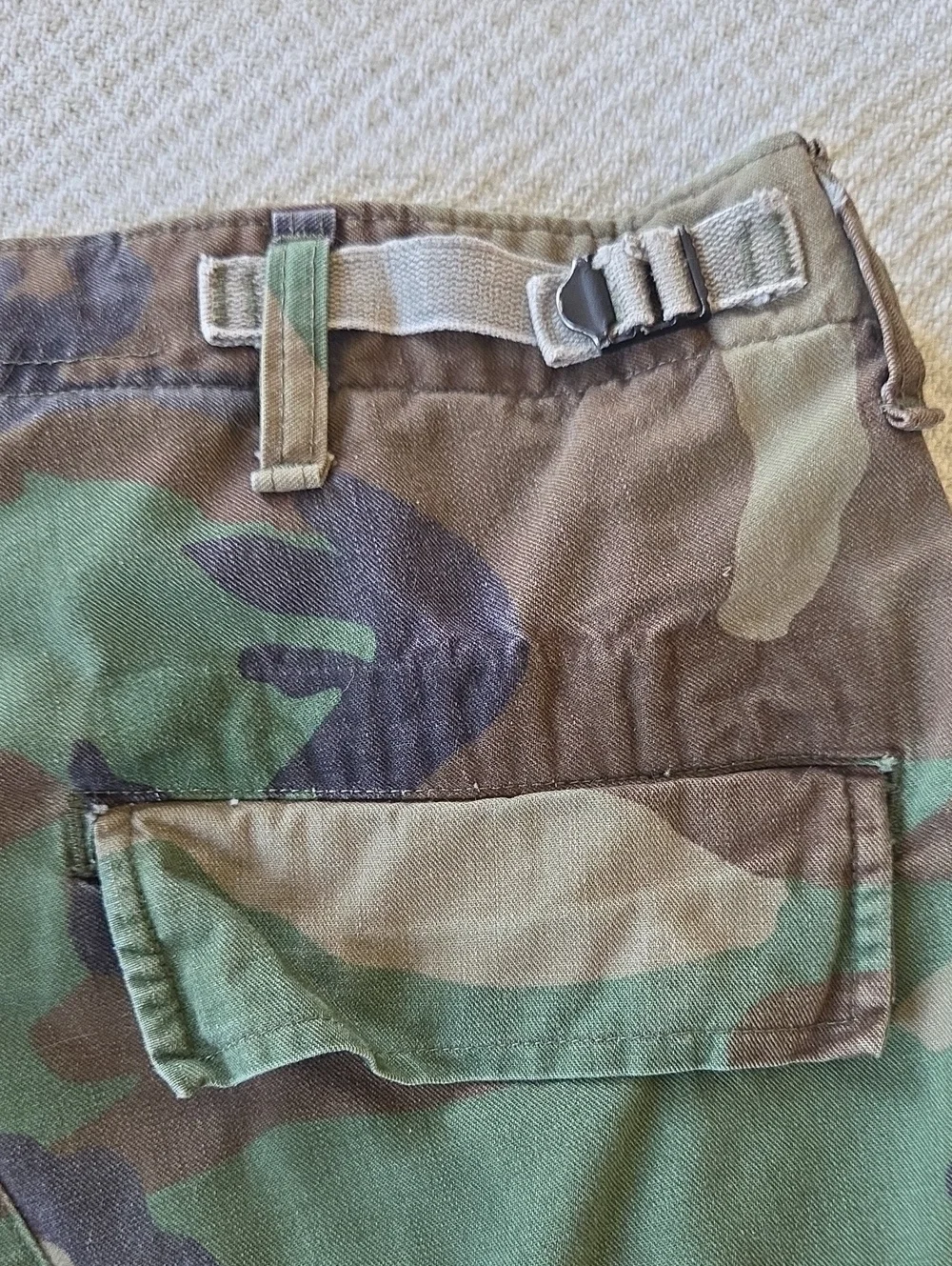 Vintage US Military Camouflage Cargo Utility Pant Adjustable Waist Size 36w
